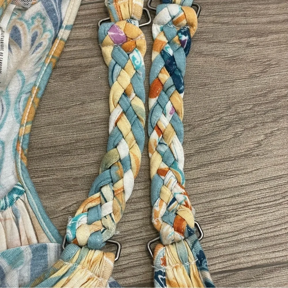 Free People Boho Y2K Floral Printed Racerback Tunic Tank Top